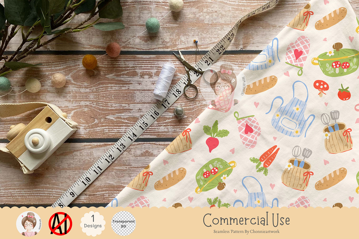 Cottagecore Kitchen Pattern, a Pattern Graphic by Chonnieartwork (Photo 3 of 5)