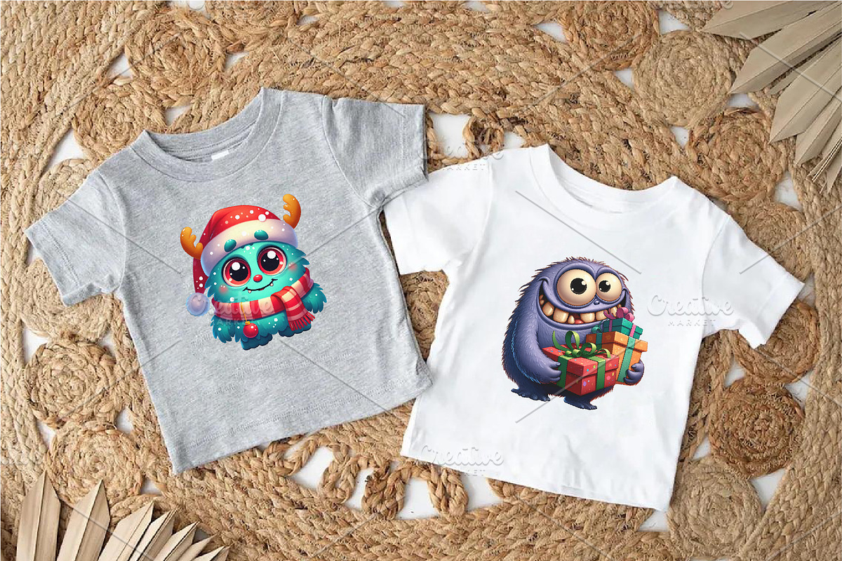 Christmas Monsters. Tshirt, PNG., an Animal Illustration by KENO Mascots (Photo 3 of 8)