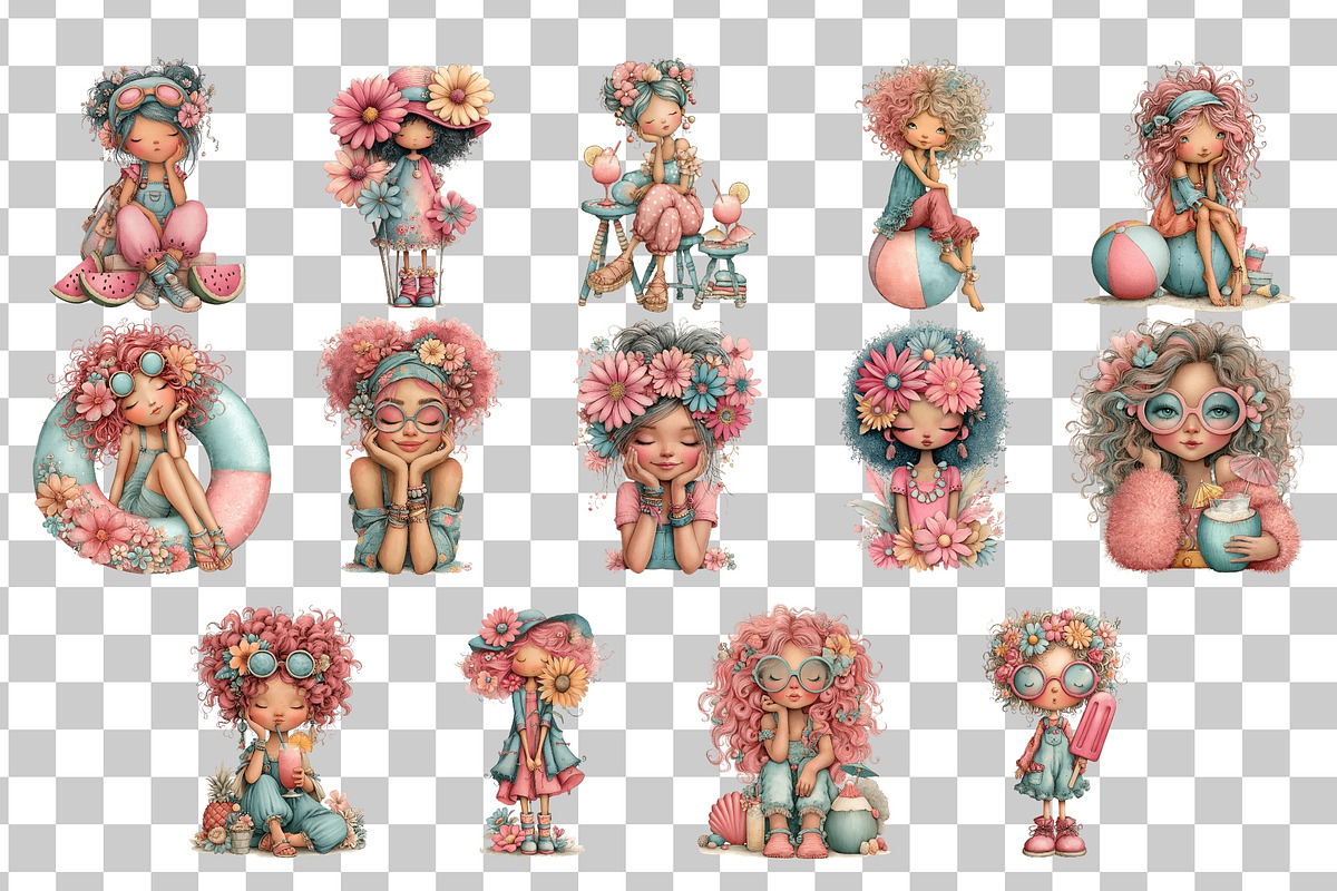 Summer Girl PNG Clipart Watercolor, a Seasonal Illustration by Nicolle's Colorful Art (Photo 2 of 3)