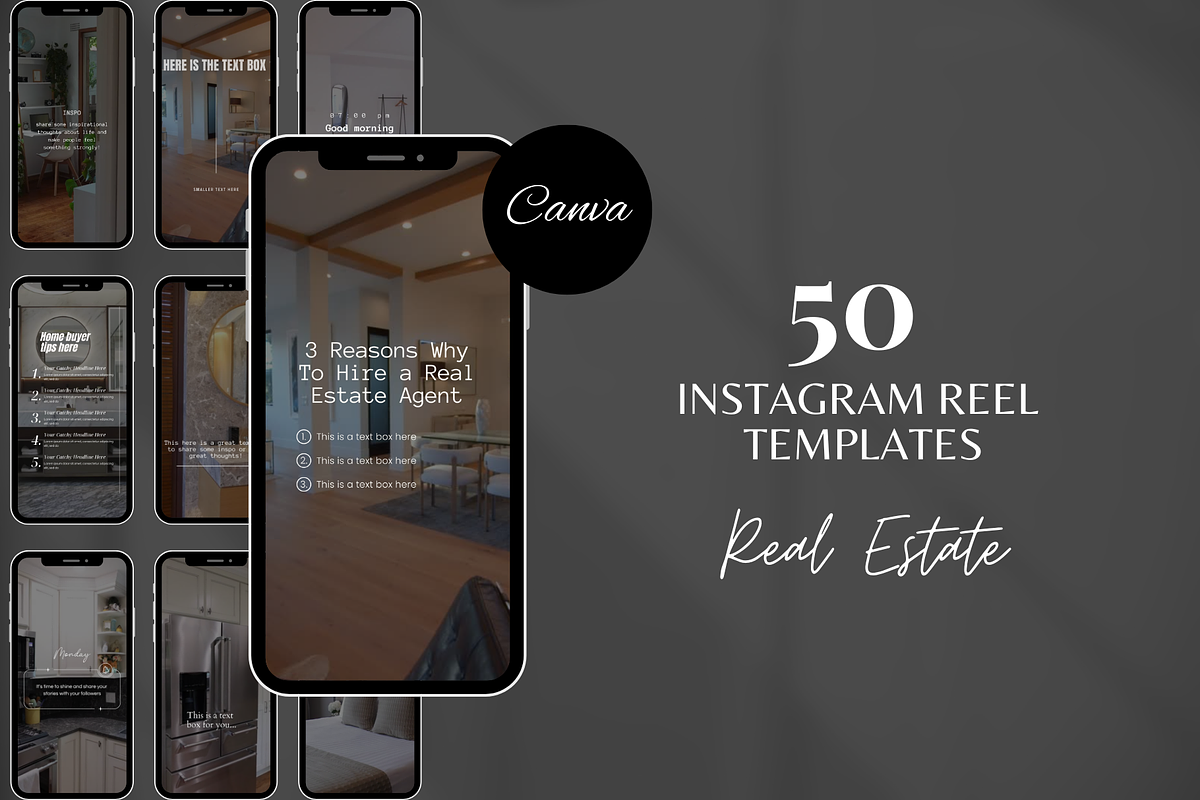 50 Real Estate Instagram Reels, a Social Media Template by SociallyyCreative (Photo 1 of 10)