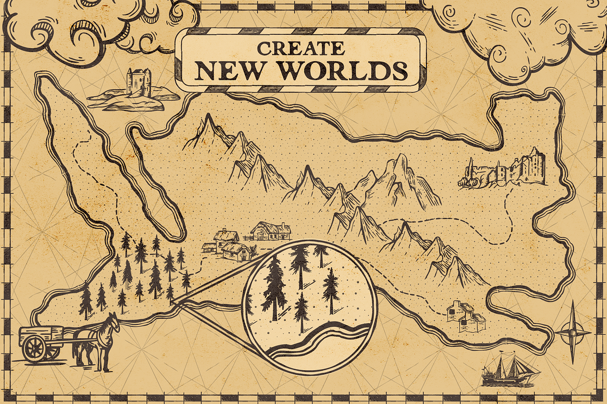 Fantasy Worlds: Antique Map Creator, a Brushes & More by Salty Sweet Creative (Photo 3 of 10)