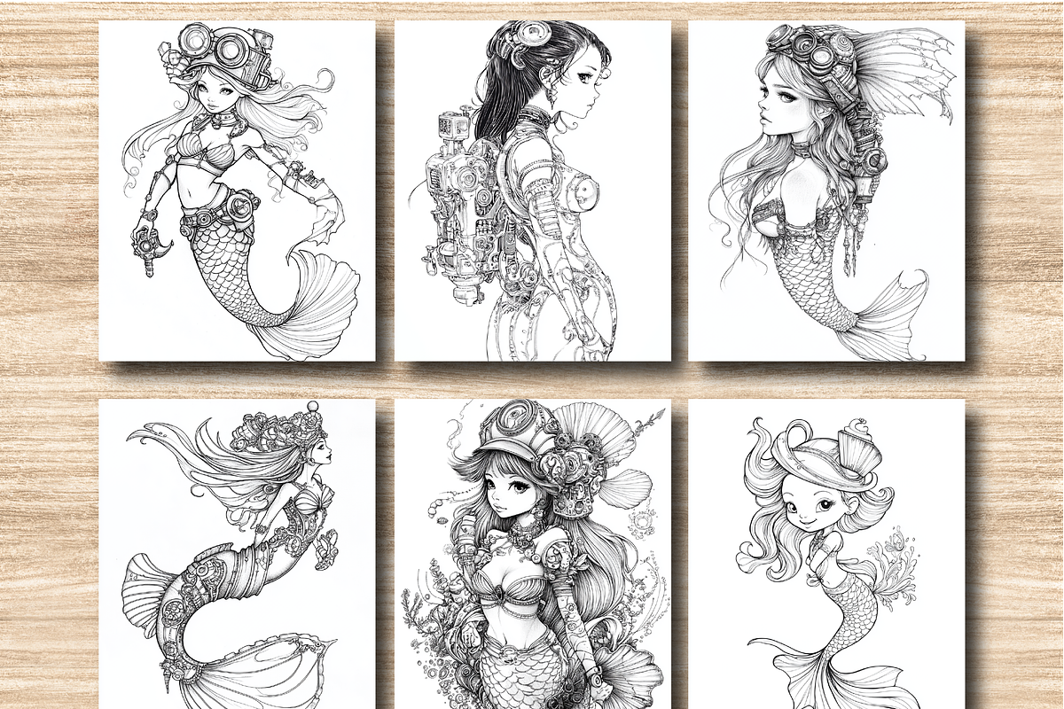 Steampunk Baby Mermaid Volume 02, a Decorative Illustration by BrandlyTemplate (Photo 3 of 4)