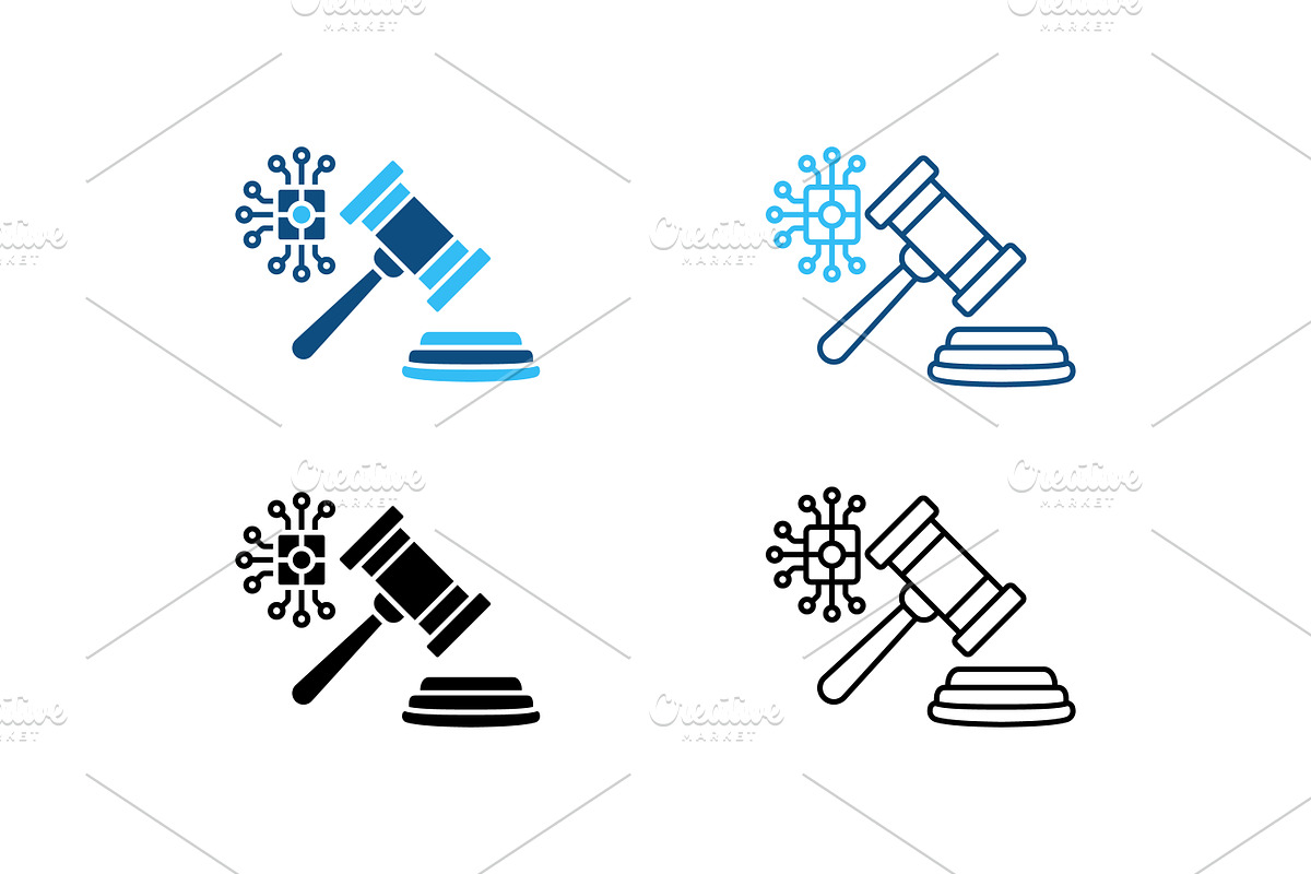 Legal Tech Gavel Icon Set, an Outline Icon by Design Store (Photo 2 of 2)