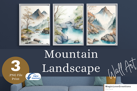 Mountain Landscape Print Wall Art, a Poster Template by MagicLove Creations