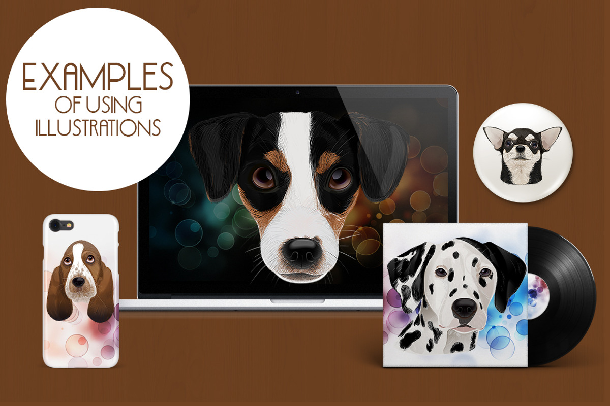 Dog portraits.Vector illustrations., an Illustration by Indie Khisa (Photo 8 of 9)