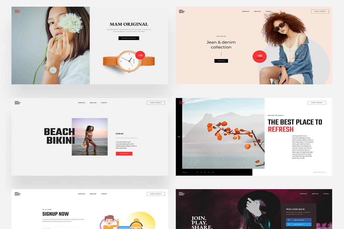 40 Hero Headers for your website, an UI Kit Template by Lumina_ui_ux202 (Photo 3 of 6)