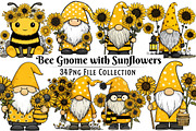 Bee Gnome with Sunflowers Clipart, an Illustration by Dream Creation (Thumbnail 1 of 7)