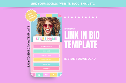Rainbow Link in Bio, a Landing Page Template by SunshineStudioBoutique