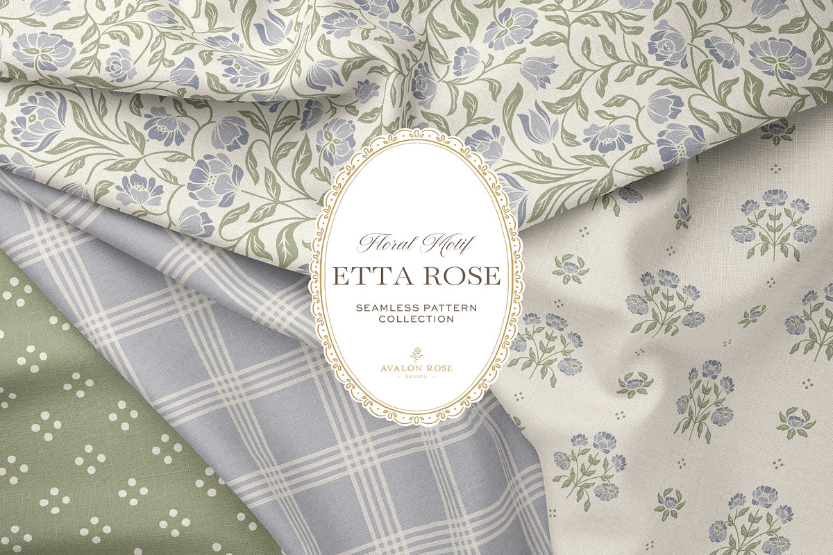 Vintage Blue Floral Print Patterns, a Pattern Graphic by Eclectic Anthology (Photo 1 of 14)
