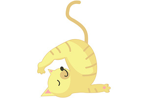Yoga cat vector in sarvangasana pose