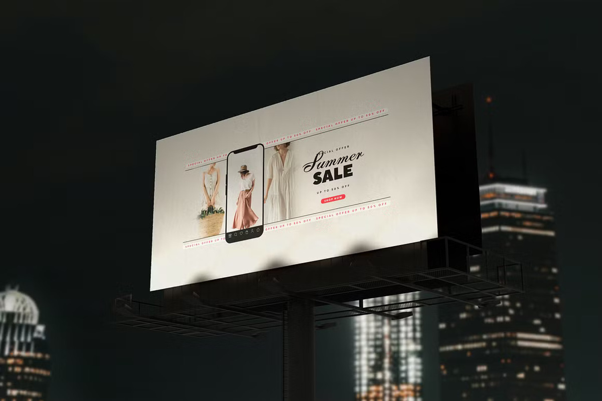 Night Billboard Mockup Template, an Advertising Mockup by GearShift (Photo 4 of 4)