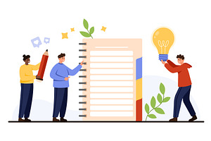People Writing Ideas in Journal, an Education Illustration by Flashvector