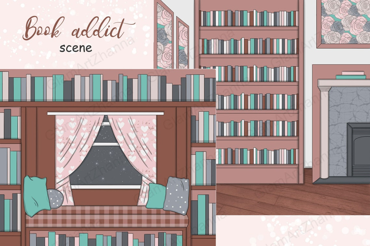Book Addict Scene, an Education Illustration by GlamArtZhanna (Photo 1 of 3)