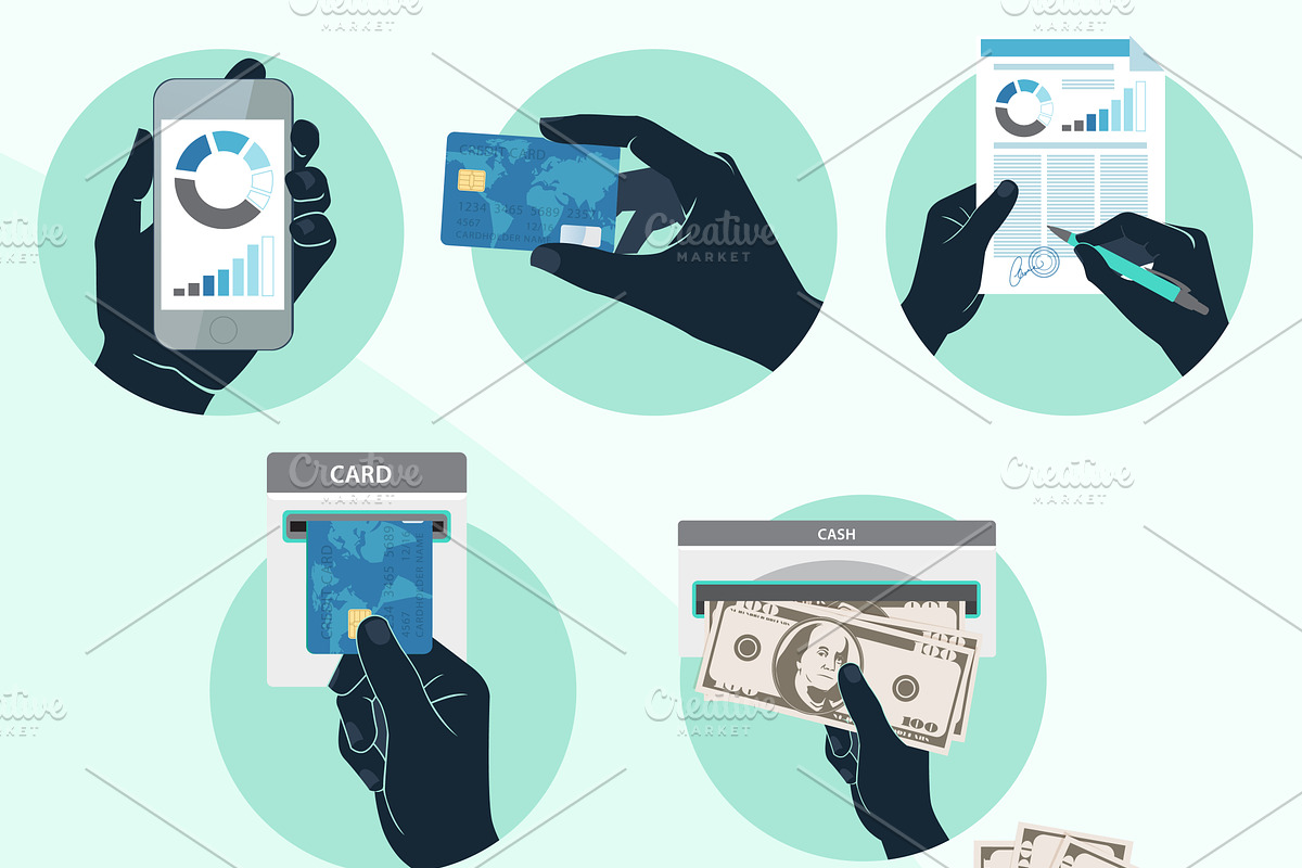 Hands holding smart phone & money preview 3