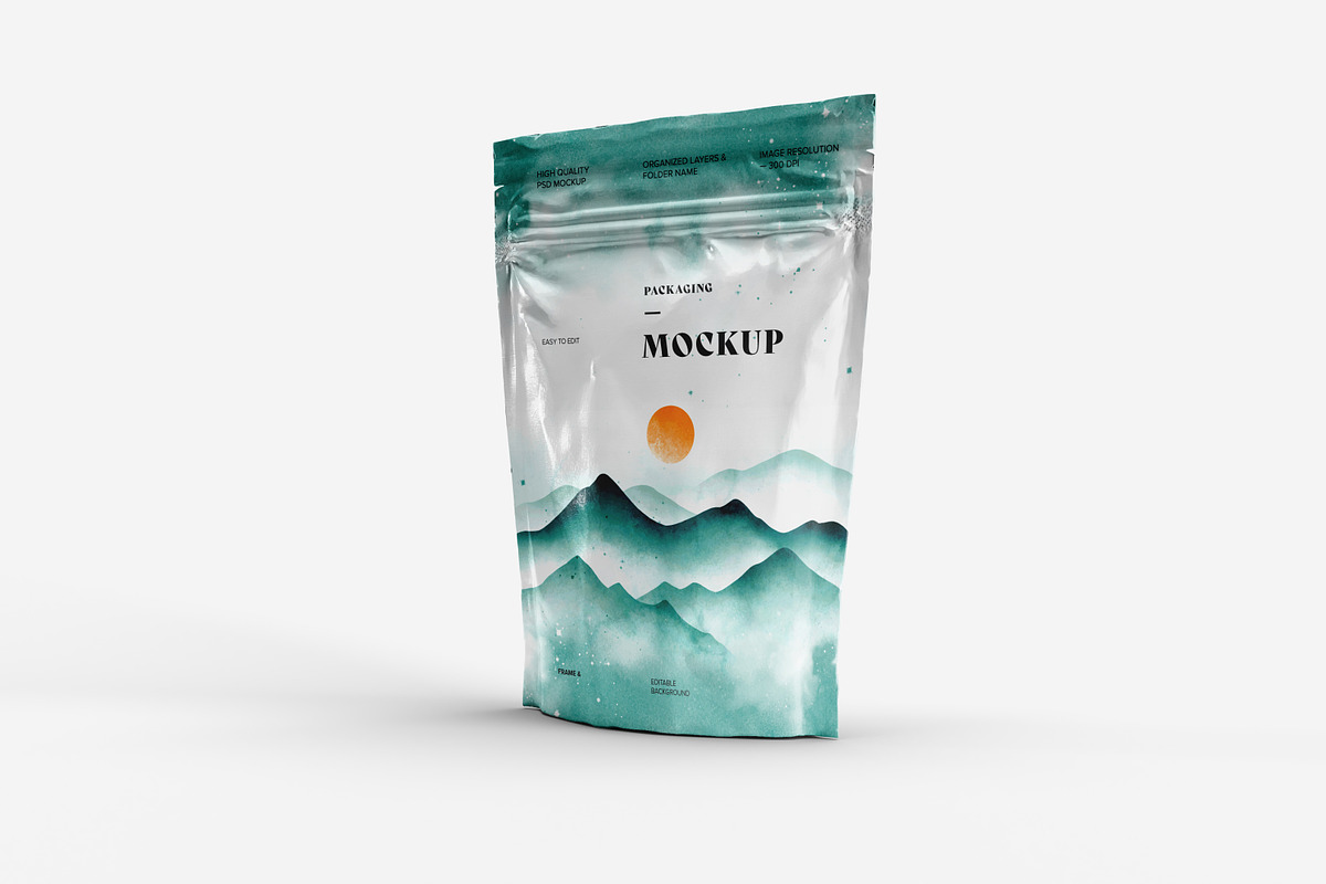 Stand Up Zip Lock Pouch Mockup Set, a Merchandise Mockup by dpi (Photo 9 of 16)