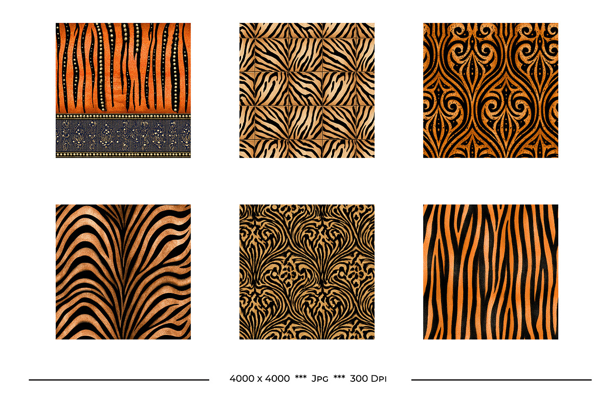 Tiger Print Retro Art Designs, a Pattern Graphic by karenfoleyphoto (Photo 4 of 7)