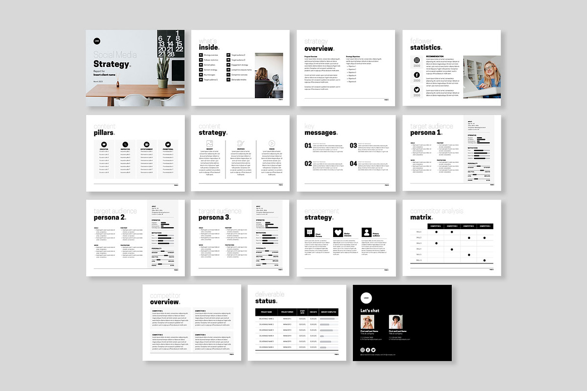Black Social Media Strategy Template, a Presentation Template by InkBlue Templates (Photo 4 of 4)