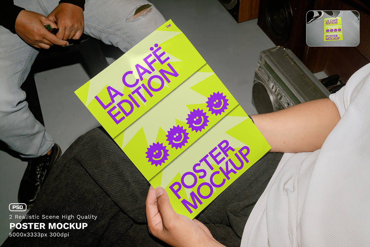 La Cafe Poster Mockup - VOL 2, a Mockup by Simetrica Labs (Photo 1 of 6)