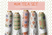 Mum Tea set, paper and clipart pack, a Food Illustration by Poppymoondesign (Thumbnail 6 of 7)