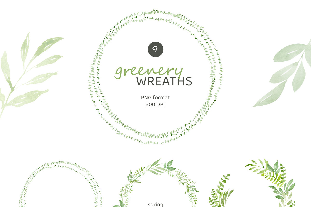 Greenery Watercolor Collection, a Decorative Illustration by Liliia Polos Illustration (Photo 5 of 10)