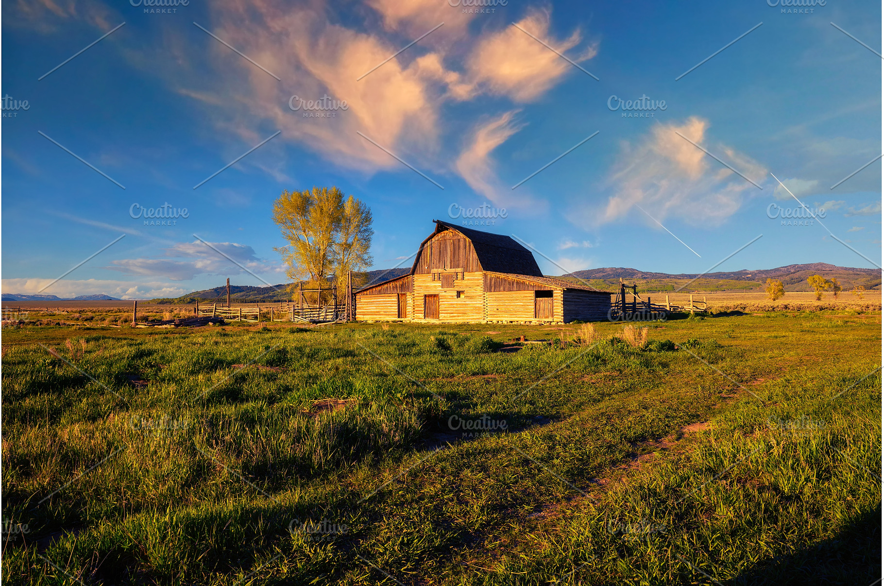 Sunset over John Moulton Barn at, a Nature Photo by Nick Fox