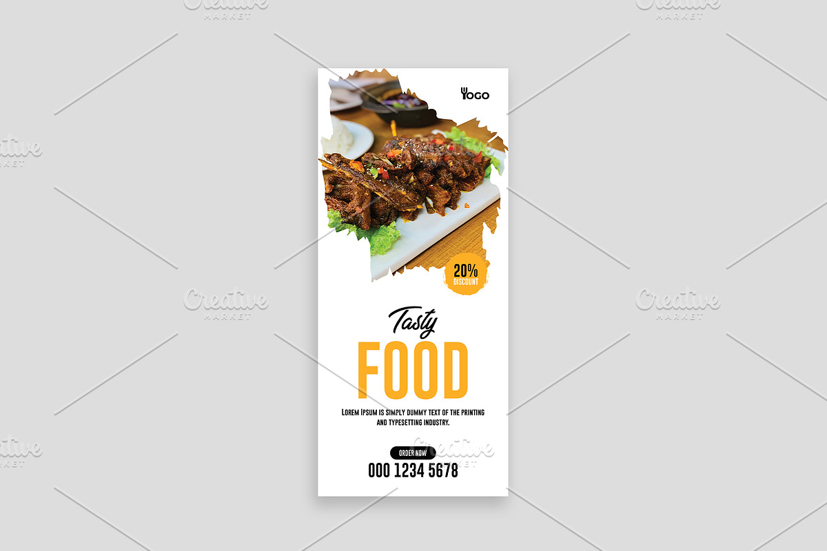 Restaurant Food Rack Card Dl Flyer, a Flyer Template by Shahjahangdb1