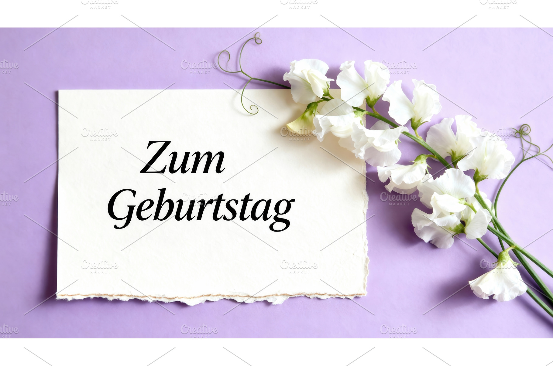 White card with text Zum Geburtstag, a Holiday Photo by tilialucida