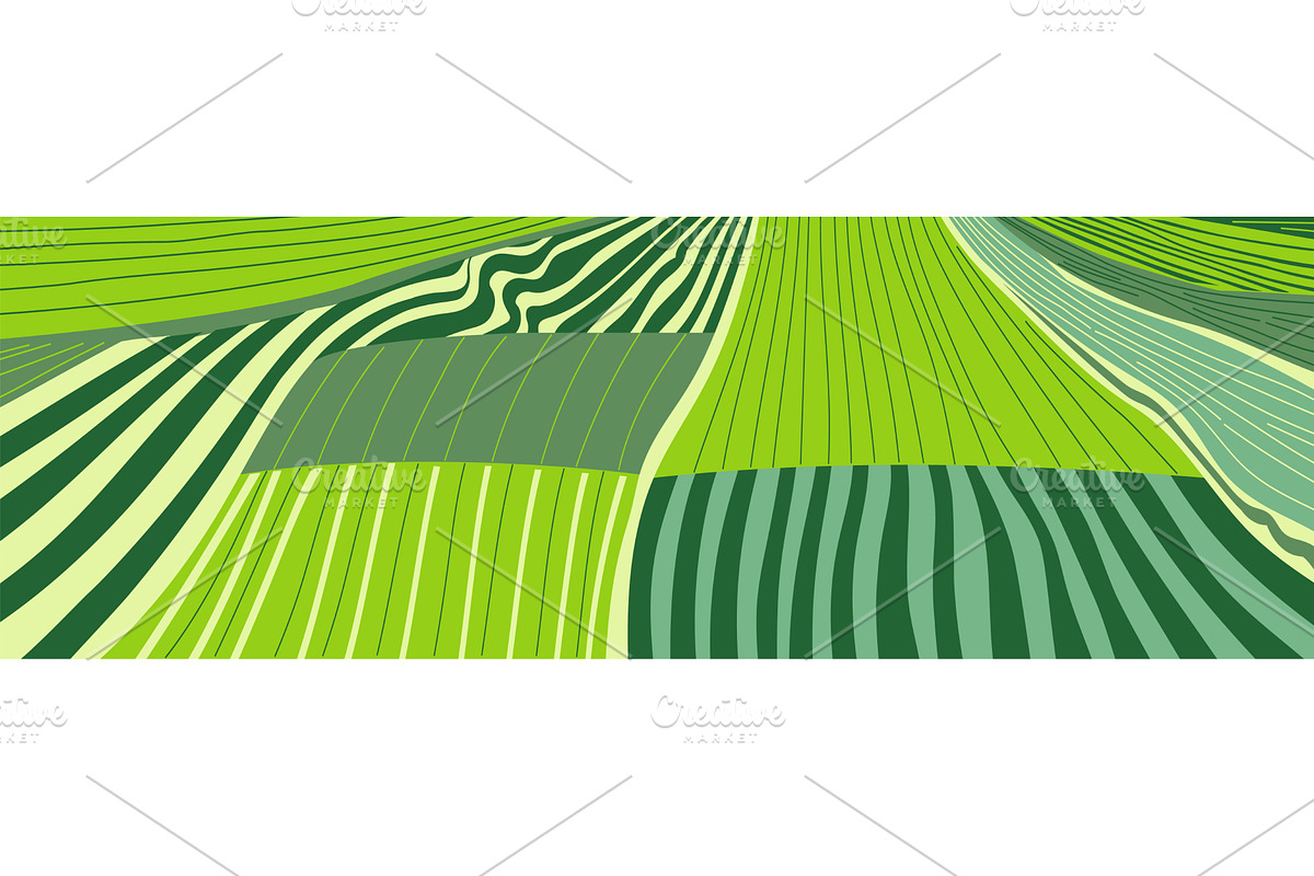 Vector farm field landscape. Furrows, an Illustration by Alltruecolours