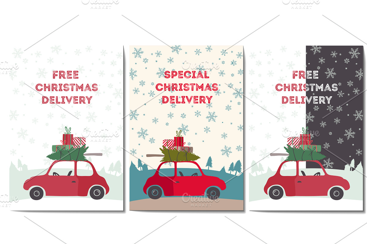 Christmas delivery banners, an Illustration by Olga Bonitas (Photo 3 of 5)
