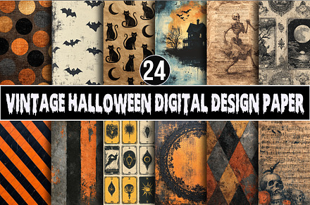Vintage Halloween Digital Design Pap