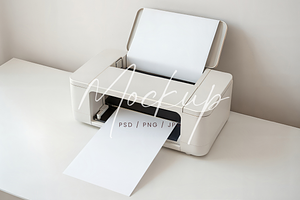 Home Office Printer Mockup, a Product Mockup by TatiMockup