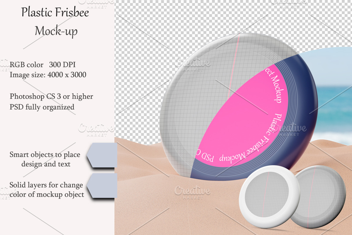 Plastic Frisbee mockup. PSD mockup., a Mockup by NatalyaZelenova (Photo 1 of 6)