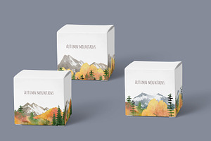 Watercolor Fall Mountain Clipart