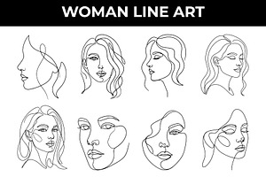 Minimalist woman face line art, a Person Illustration by nandinigraphics