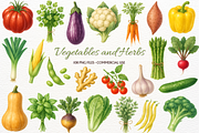 Vegetables Clipart Farm Kitchen PNG, a Food Illustration by SugarCloudStudioArt (Thumbnail 1 of 7)