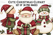 Cute Christmas Clipart Bundle, an Illustration by Craft Nest (Thumbnail 1 of 6)