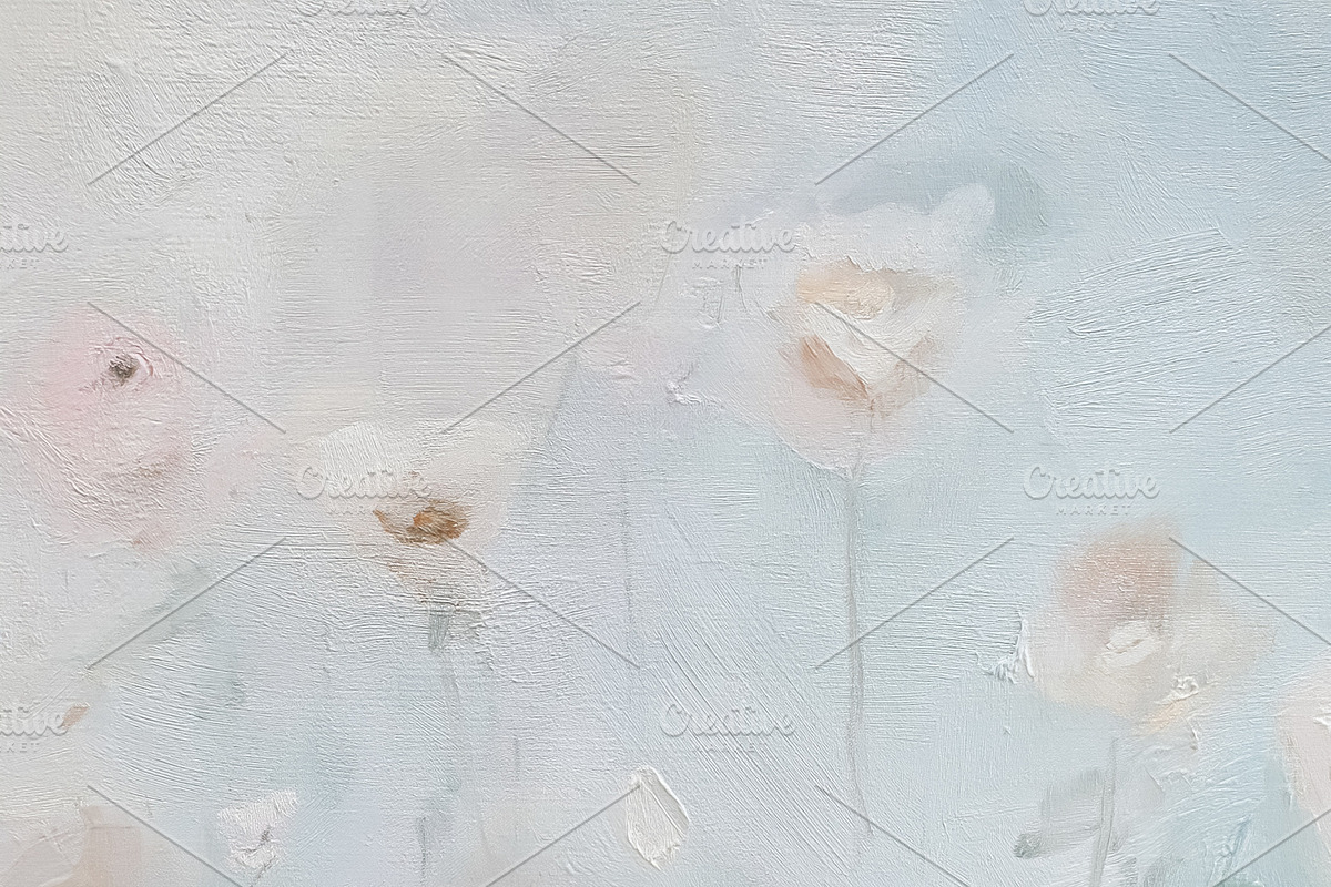 Abstract floral oil painting depicting gentle pastel flowers in, an Illustration by Studio ANNA