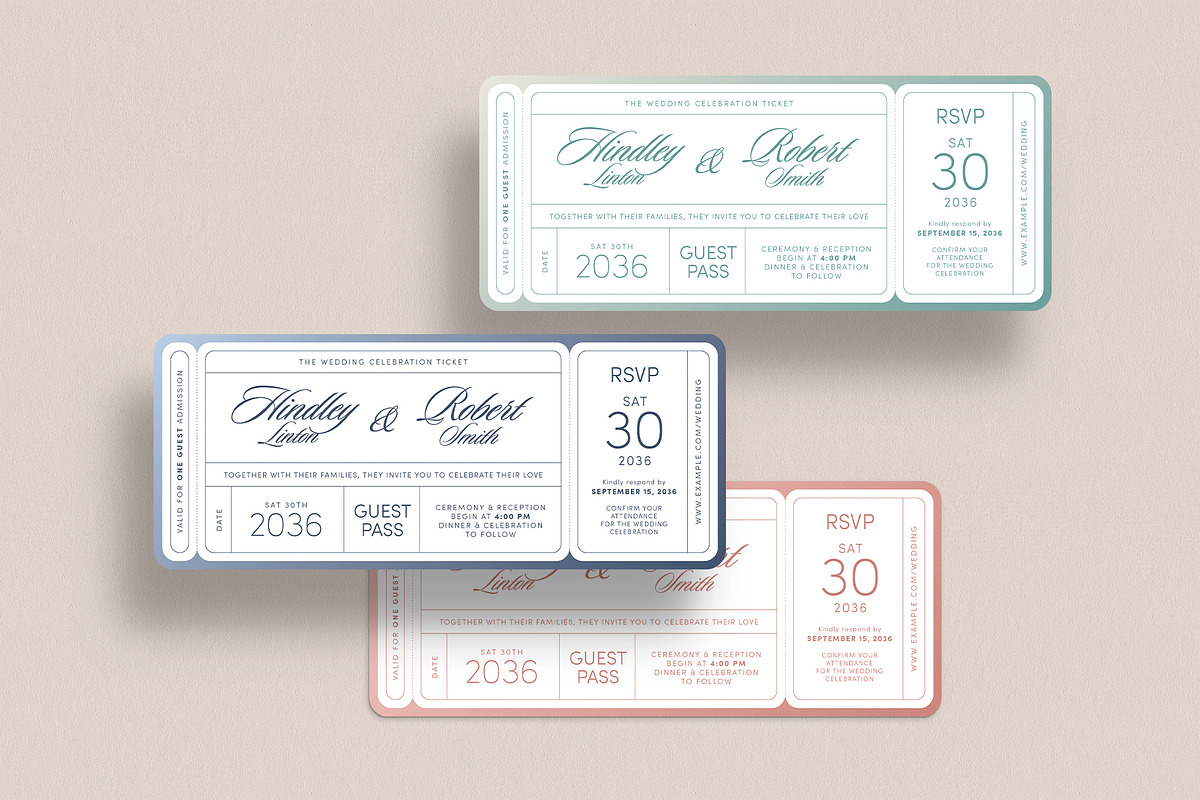 Wedding Ticket Invitation Template, an Invitation Template by BrandPacks (Photo 3 of 4)