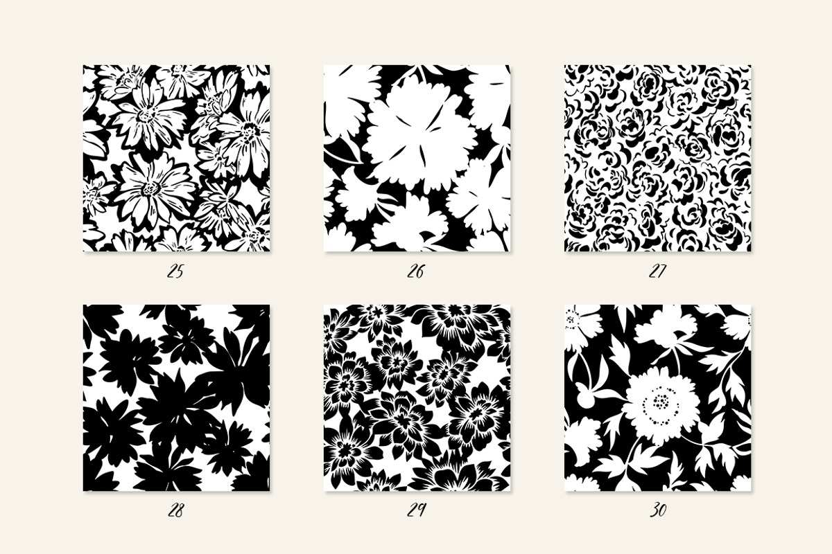 Floral Silhouettes Patterns Set, a Background Graphic by GALAKAM (Photo 6 of 14)