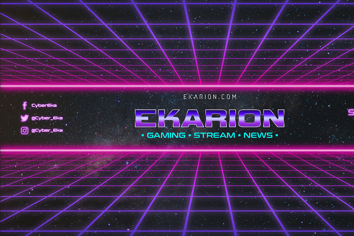 Retro-wave 80's YouTube Banner set, a Social Media Template by Midgardians (Photo 2 of 7)