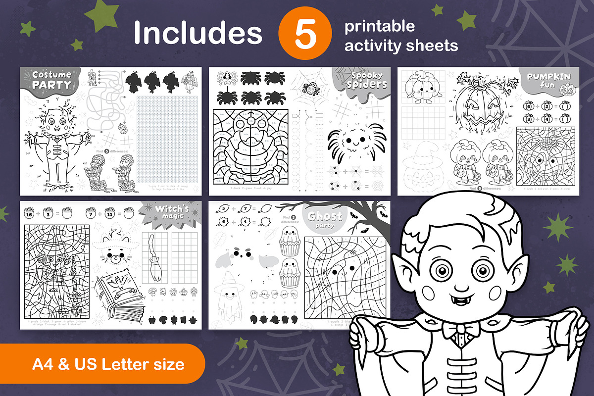 Black and white Halloween Playmats, an Education Illustration by Ksenya Savva (Photo 2 of 6)