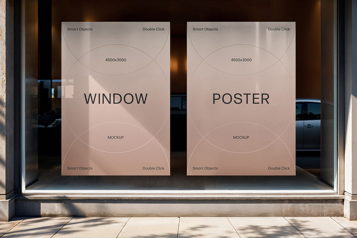 A4 Shop Window Posters Mockup, an Advertising Mockup by Design Squad (Photo 1 of 4)