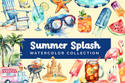 Summer Splash Watercolor Clip Art, an Object Graphic by Hues of Hodges (Thumbnail 1 of 5)