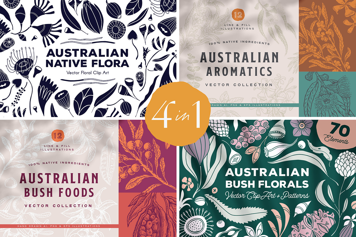 Australian Botanicals 4 in 1 Bundle, a Decorative Illustration by rouxsupplyco (Photo 2 of 25)