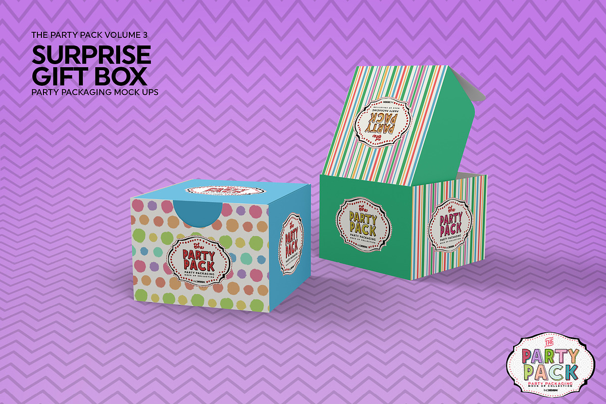 Surprise Gift Box Packaging Mockup, a Cups & Container Mockup by INCDesign (Photo 4 of 6)