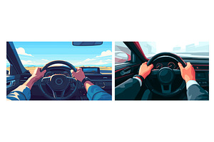 Hands driving car. Driver hand, a Transportation Illustration by Stock-Smart-Start