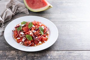 Fresh Watermelon Feta Salad with Mint and Red Onion, a Food & Drink Photo by etorres69