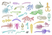 Fishing Lures Vector Set, an Object Graphic by Eugenia Hauss Design (Thumbnail 2 of 3)