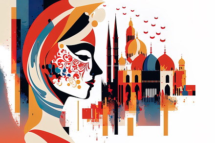 Festive Scene of Venice Carnival