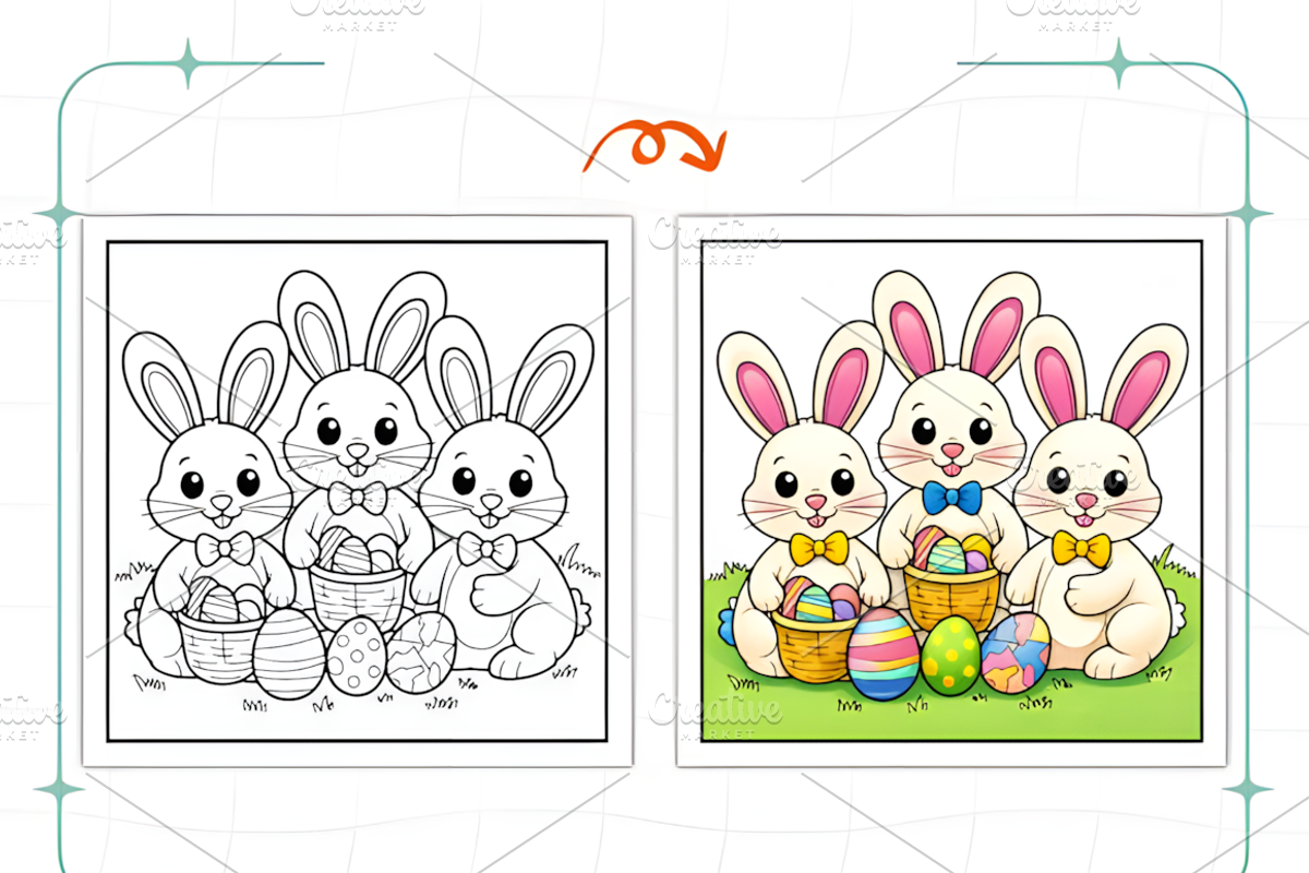Bunny Friends Easter Coloring Book, a Seasonal Illustration by Ink Gallery (Photo 5 of 8)